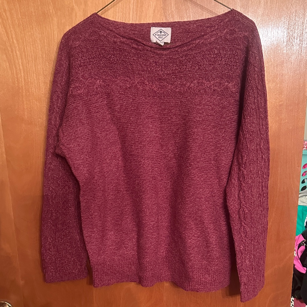 St. John's Bay Burgundy Cable-Yoke Crewneck Sweater
